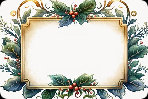 Elegant Holly Frame Christmas Background