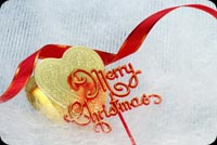 Merry Christmas Heart & Ribbon Background