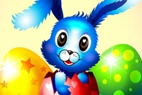 Big Eyes Blue Bunny Background