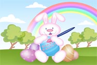 Pink Bunny And The Rainbow Background