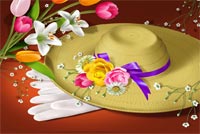 Pretty Hat With Easter Flowers Background