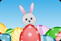 Easter Bunny Holding Eggs Background