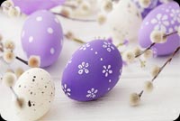 Happy Spring, Purple Eggs Background