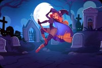 Animated: Witch Flying on Broom email background