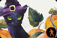 Animated - Cat In Witch Hat Background