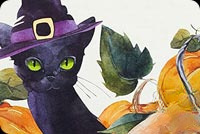 Animated: Black Cat in Witch Hat email background