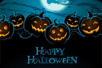 Happy Halloween, Moon & Pumpkins Background
