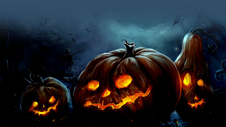 Halloween Night Pumpkins & Bats Email Backgrounds | ID#: 2175 ...