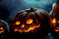 Halloween Night Pumpkins & Bats Background