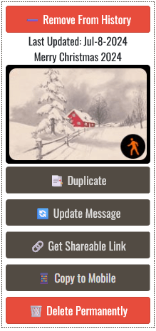 My History actions for a saved email stationery design