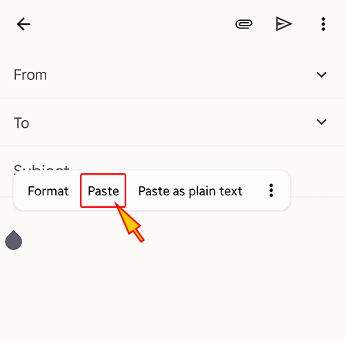 Paste command in mobile Gmail