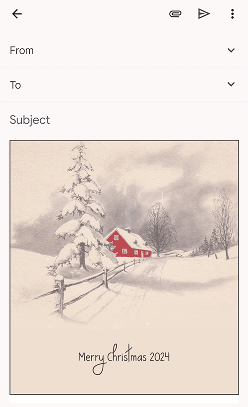 Email stationery displayed in mobile Gmail