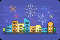 City Fireworks Background