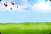 Greenfield, Clouds & Balloons Background