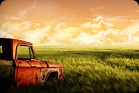 Old Truck & Nature Sunset Background