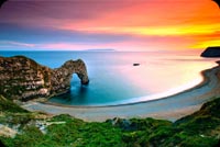 Durdle Door Beautiful Sunset Ocean Landscape Background