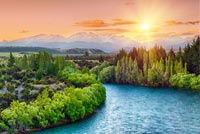 Animated: Sunrise River and Mountains email background