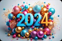 Vibrant 2024 New Year Email Background: Colorful Confetti And Fireworks Background