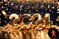 Animated: Golden 2024 Happy New Year Email Background: Sparkling Ambition Background