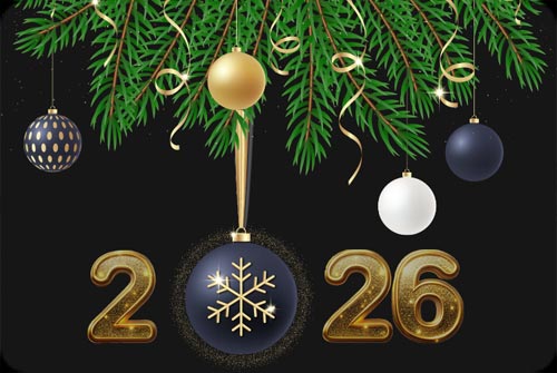 Animated: Golden 2026 New Year email background