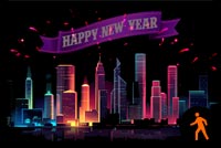 Animated Happy New Year City Fireworks Background