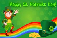 Leprechaun Green Hat & Rainbow Background