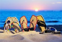 Sandals And Sunglasses Summer Beach Background