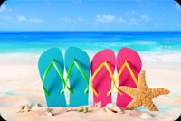 Summer Beach, Slippers, Starfish, & Seashell Background