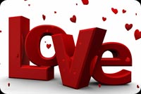 3d Love Text & Hearts Background