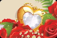 Valentine Rose Frame Golden Heart Background