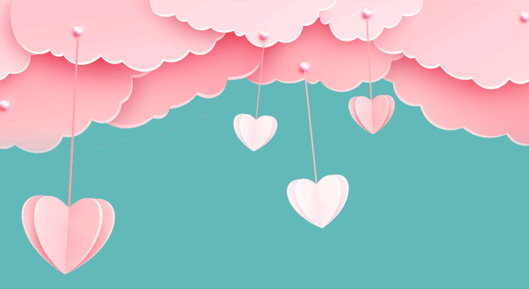 Animated Pink Clouds Love In The Air Email Backgrounds | ID#: 23227