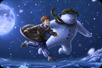 Flying Boy & Snowman Background