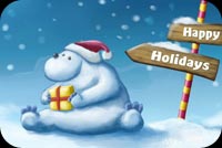 Happy Holidays White Bear Background