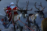 Santa & Flying Reindeers Background