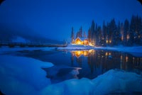 Animated: Winter Cabin by a Frozen River email background