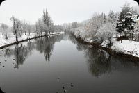 Animated: Snowy Winter River email background